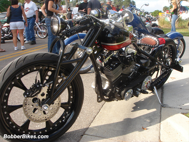 Side view of board track racer.
