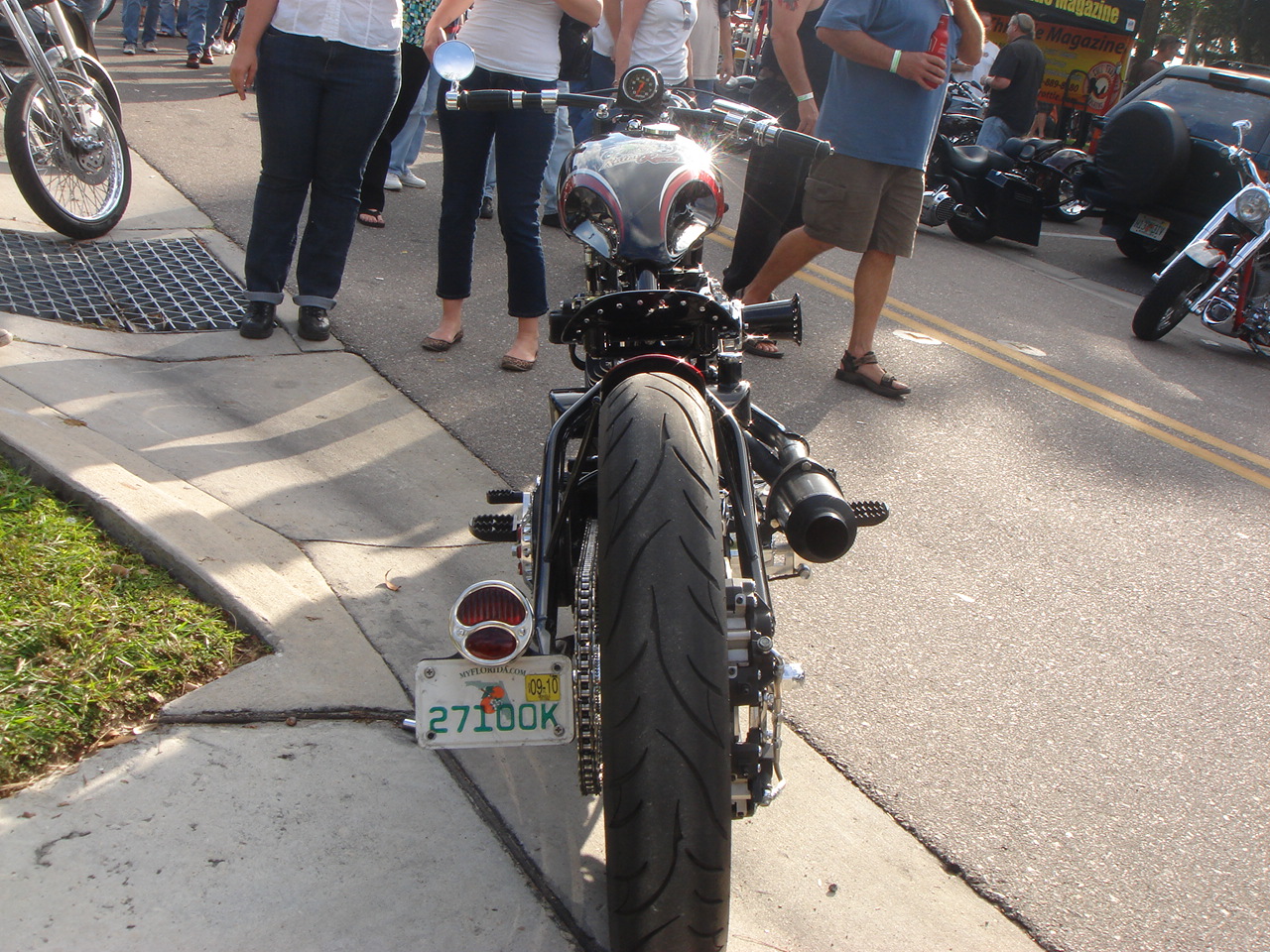 Back view of motorcycle.